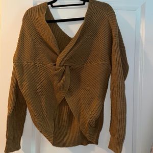 Caramel knit back knot sweater